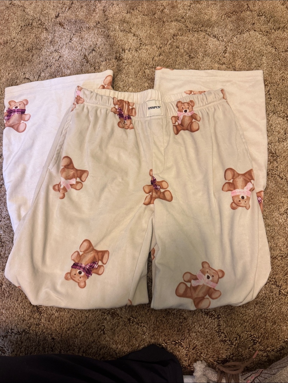 Cozy Cream Teddy Bear Print Pajama Pants